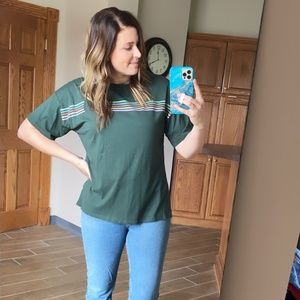 American Eagle Tee Green with Stripes